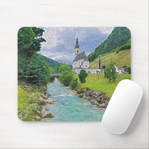 The church in Ramsau - idyll Mouse Pad