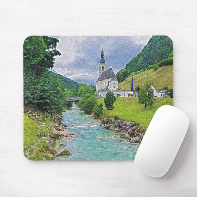 The church in Ramsau - idyll Mouse Pad (With Mouse)