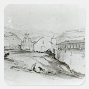 The Church of San Francisco, Valparaiso, 1834 Square Sticker
