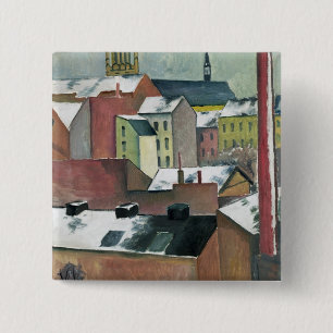 The Church of St Mary in Bonn in Snow, 1911 15 Cm Square Badge