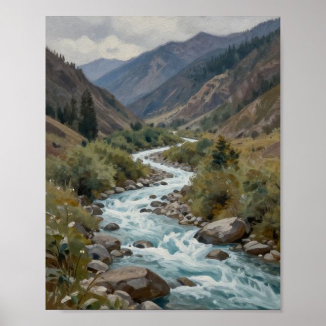 The Churning Current: A Glacial River Winding Poster (Front)