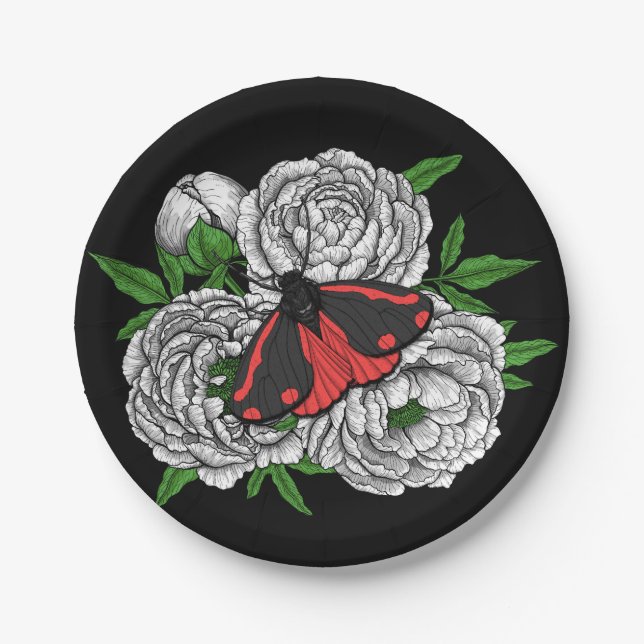 The cinnabar moth paper plate (Front)