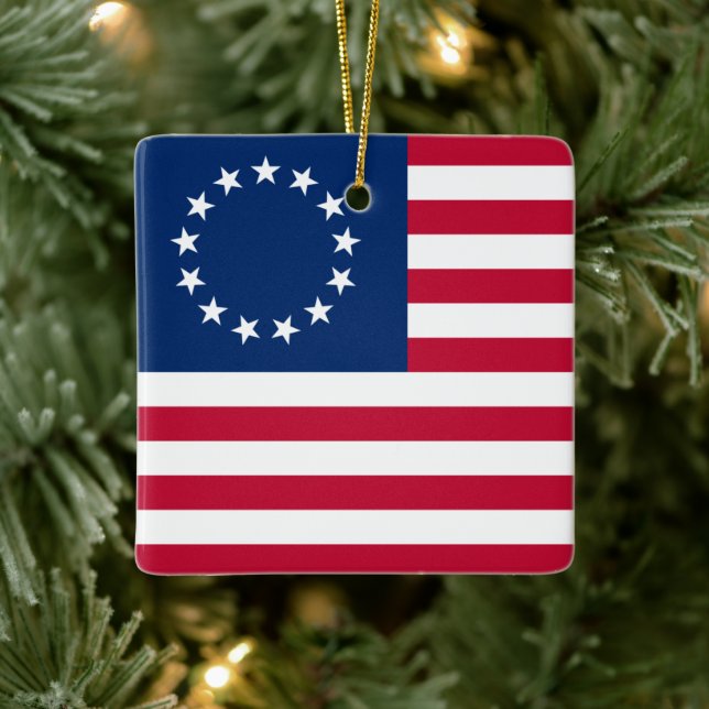 The Circle of Stars, American Flag by Betsy Ross Ceramic Ornament (Tree)