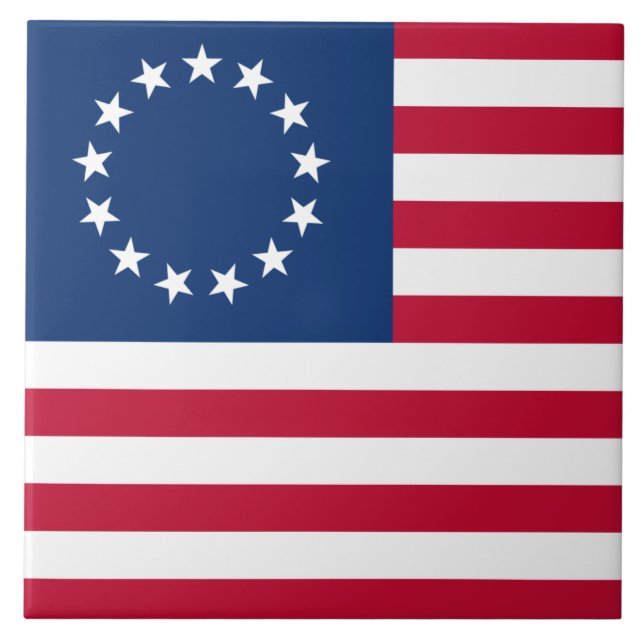 The Circle of Stars, American Flag by Betsy Ross Ceramic Tile (Front)