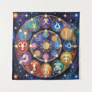 the circle with the zodiac signs tapestry