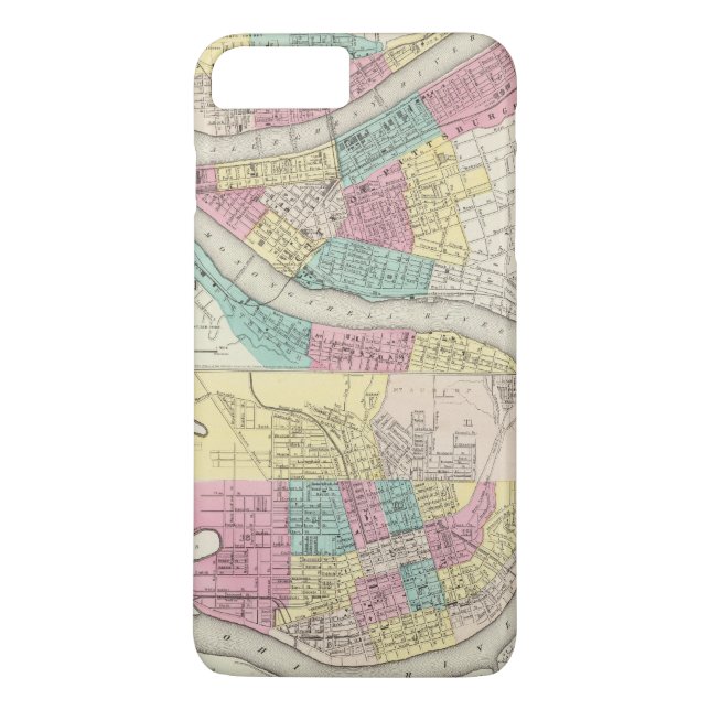 The Cities Of Pittsburgh Allegheny Cincinnati Case-Mate iPhone Case (Back)