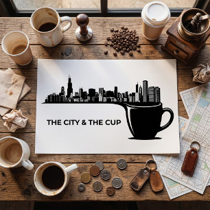 The City and The Cup Chicago Skyline Poster