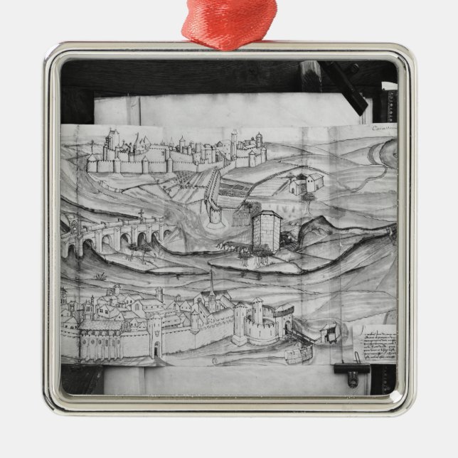 The city and the village of Carcassonne, 1462 Metal Ornament (Front)
