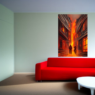 The city is burning   AI Art  Poster