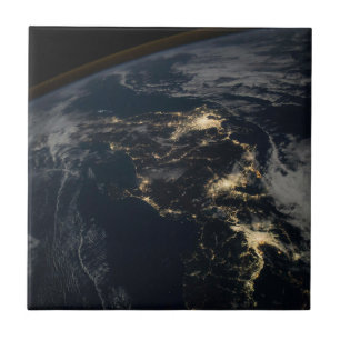 The City Lights Of Japan At Night. Ceramic Tile