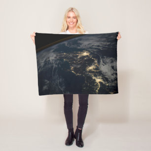 The City Lights Of Japan At Night. Fleece Blanket
