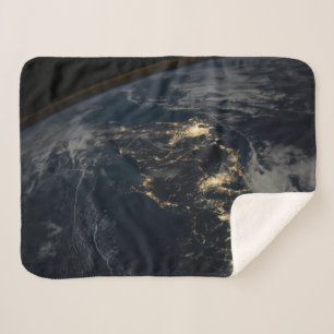 The City Lights Of Japan At Night. Sherpa Blanket