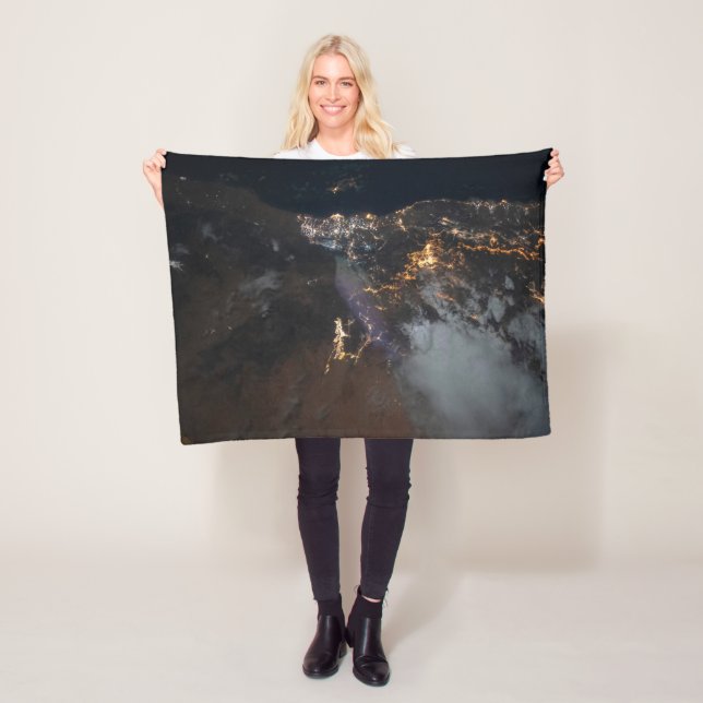 The City Lights Of Jazan And Its Suburbs Fleece Blanket (In Situ)