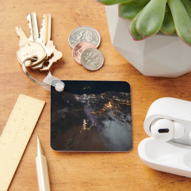 The City Lights Of Jazan And Its Suburbs Key Ring (Desk)