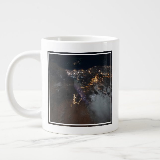 The City Lights Of Jazan And Its Suburbs Large Coffee Mug (Left)