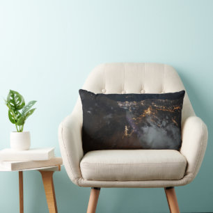 The City Lights Of Jazan And Its Suburbs Lumbar Cushion