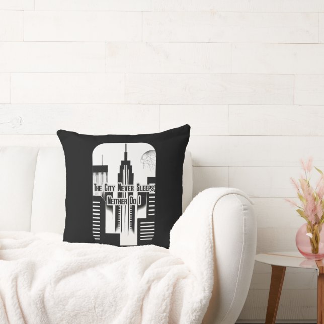 The City Never Sleeps Hustle Skyline Design Cushion (Couch)