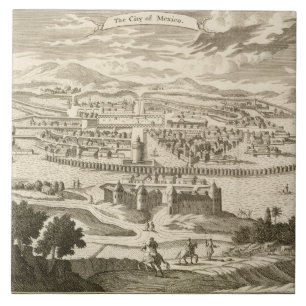 The City of Mexico, 1723 (engraving) Ceramic Tile