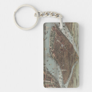 The City of New York   1883 (Colour Lithograph) Key Ring