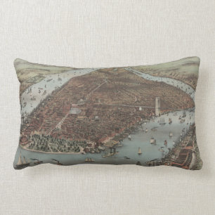 The City of New York 1883 (Colour Lithograph) Lumbar Cushion
