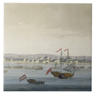 The City of Paramaribo (colour engraving) Ceramic Tile