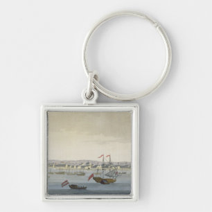 The City of Paramaribo (colour engraving) Key Ring