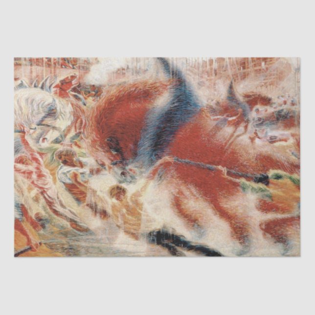 The City Rises (by Umberto Boccioni) Tissue Paper (Front)