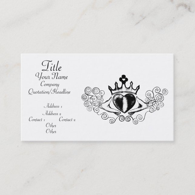 The Claddagh (Black) Business Card (Front)
