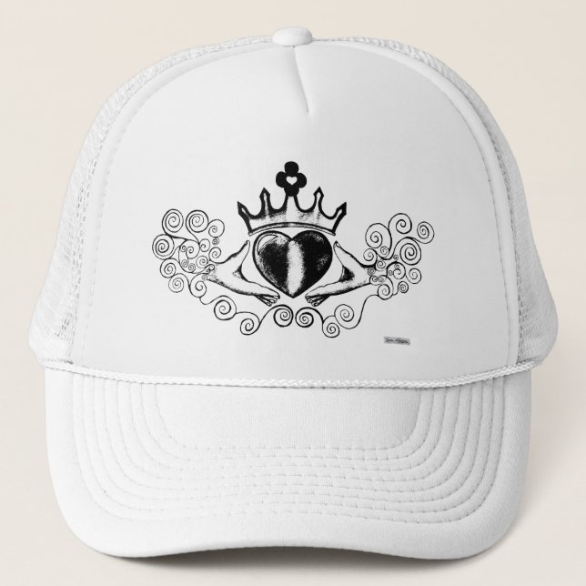 The Claddagh (Black) Trucker Hat (Front)