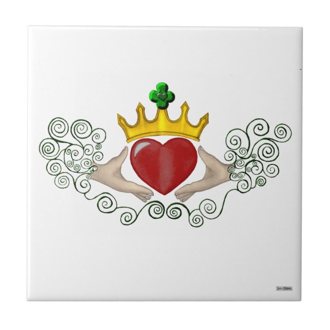 The Claddagh (Full Colour) Ceramic Tile (Front)
