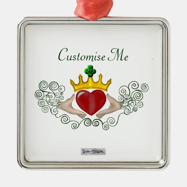 The Claddagh (Full Colour) Metal Tree Decoration (Front)