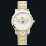 The Claddagh (Full Colour) Watch<br><div class="desc">The Claddagh's distinctive design features two hands clasping a heart, and usually surmounted by a crown. The elements of this symbol are often said to correspond to the qualities of love (the heart), friendship (the hands), and loyalty (the crown). Often given in ring form, the Claddagh may be used for...</div>