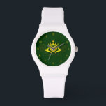The Claddagh (Gold) Watch<br><div class="desc">The Claddagh's distinctive design features two hands clasping a heart, and usually surmounted by a crown. The elements of this symbol are often said to correspond to the qualities of love (the heart), friendship (the hands), and loyalty (the crown). Often given in ring form, the Claddagh may be used for...</div>