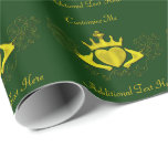 The Claddagh (Gold) Wrapping Paper<br><div class="desc">The Claddagh's distinctive design features two hands clasping a heart, and usually surmounted by a crown. The elements of this symbol are often said to correspond to the qualities of love (the heart), friendship (the hands), and loyalty (the crown). Often given in ring form, the Claddagh may be used for...</div>