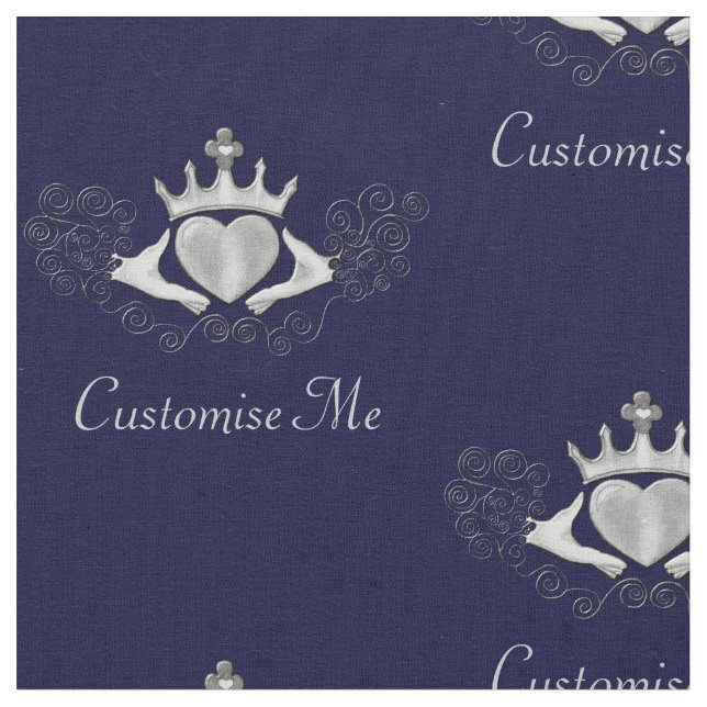 The Claddagh (Silver) Fabric (Close Up)
