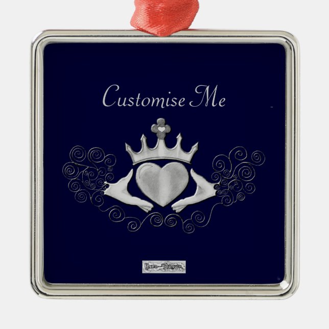 The Claddagh (Silver) Metal Tree Decoration (Front)