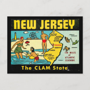 The Clam State, New Jersey, Vintage Postcard