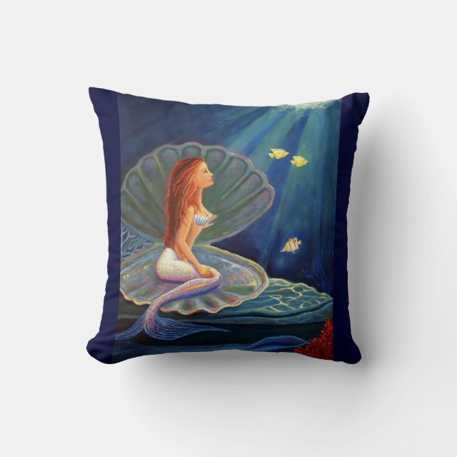 The Clamshell Mermaid - Throw Pillow (Front)