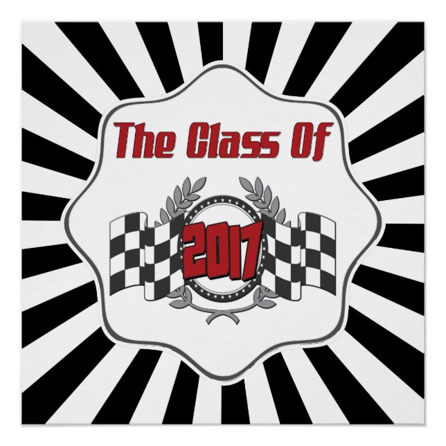 The Class of 2017 Graduation Chequered Flag Poster (Front)