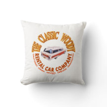 The Classic Woody Rental Car Company Logo Pillow