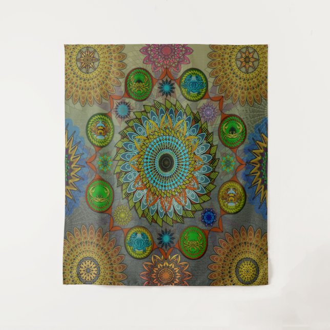 The Claws of Brachyura symbolic mandala art Tapestry (Front)
