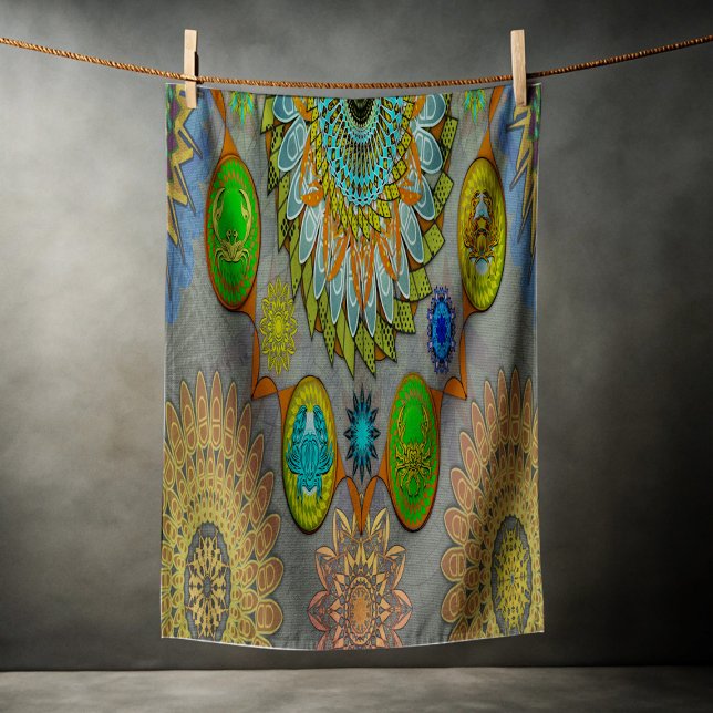 The Claws of Brachyura symbolic mandala Beach Towel (Creator Uploaded)