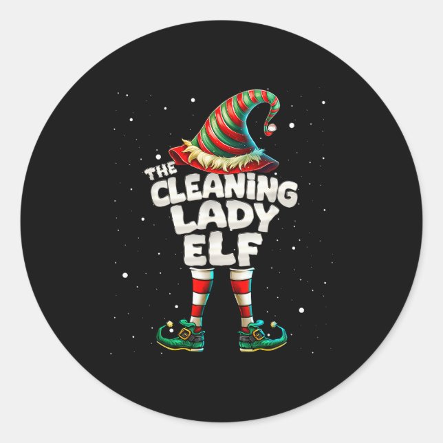 The Cleaning Lady Elf Family Matching Group Christ Classic Round Sticker (Front)