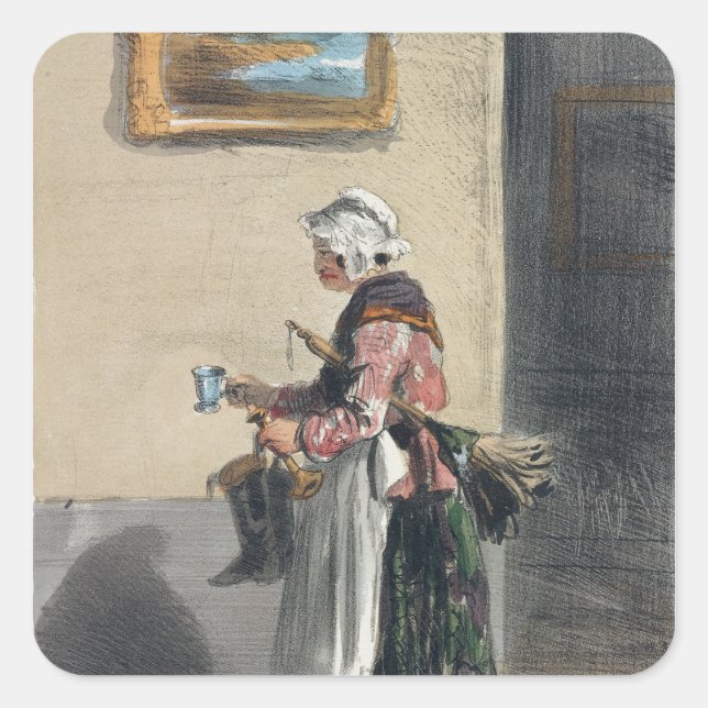 The Cleaning Lady, from 'Les Femmes de Paris' Square Sticker (Front)