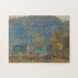 The Cliff at Morning, Ozarks (oil on canvas) Jigsaw Puzzle