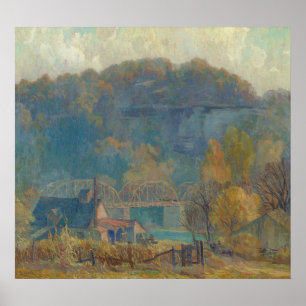 The Cliff at Morning, Ozarks (oil on canvas) Poster