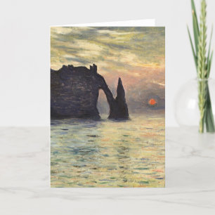 The Cliff Etretat, Sunset by Claude Monet Card