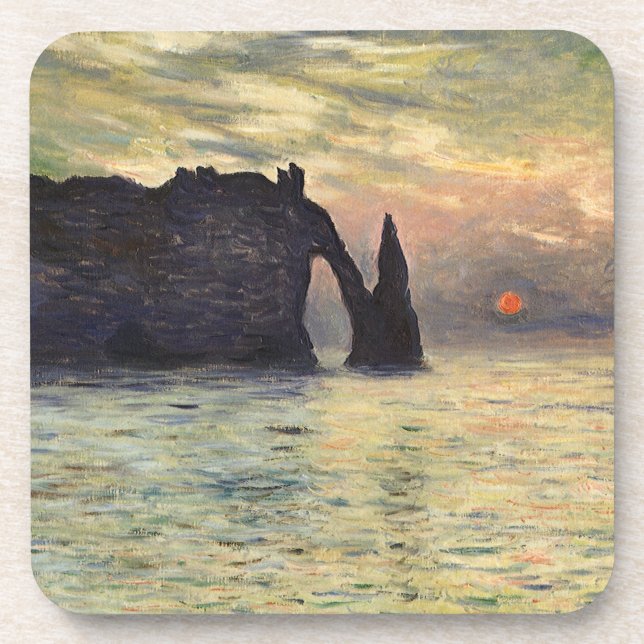 The Cliff Etretat, Sunset by Claude Monet Coaster (Front)
