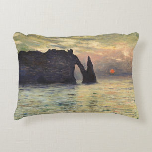 The Cliff Etretat, Sunset by Claude Monet Decorative Cushion