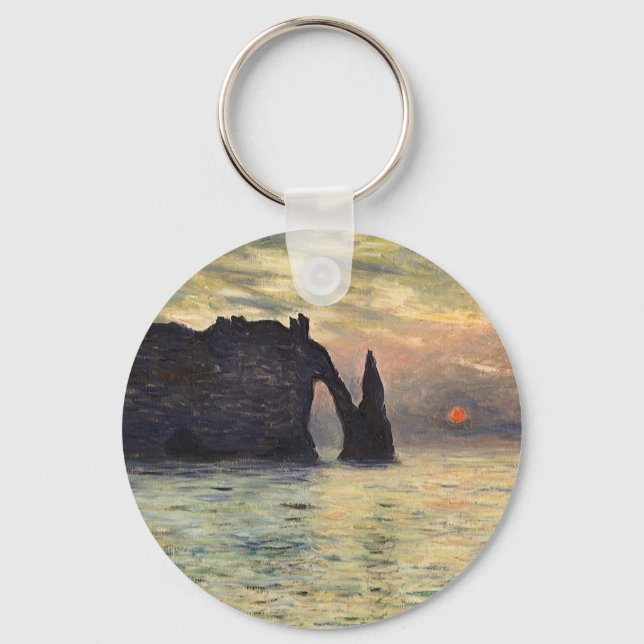 The Cliff Etretat, Sunset by Claude Monet Key Ring (Front)